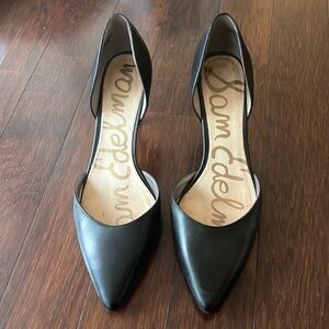 Sam Edelman Women's Viv Pointed Toe Pump Black Leather Size 8.5 US